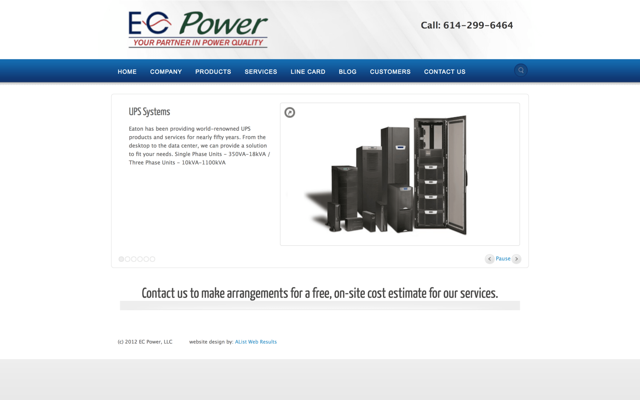 Screenshot of the original EC Power homepage