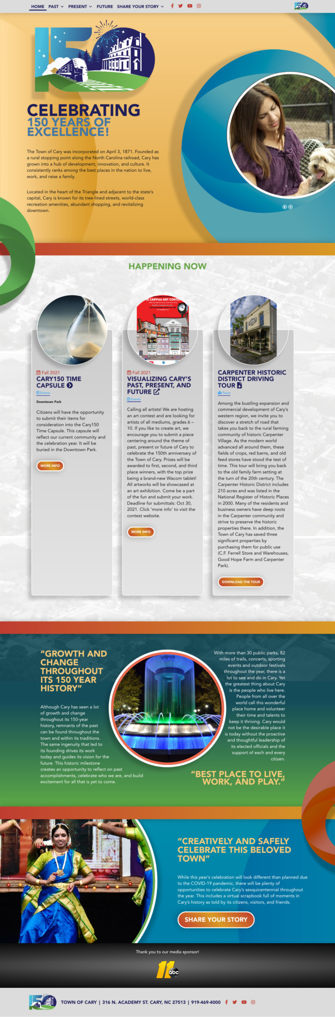 Homepage of the Cary150 website