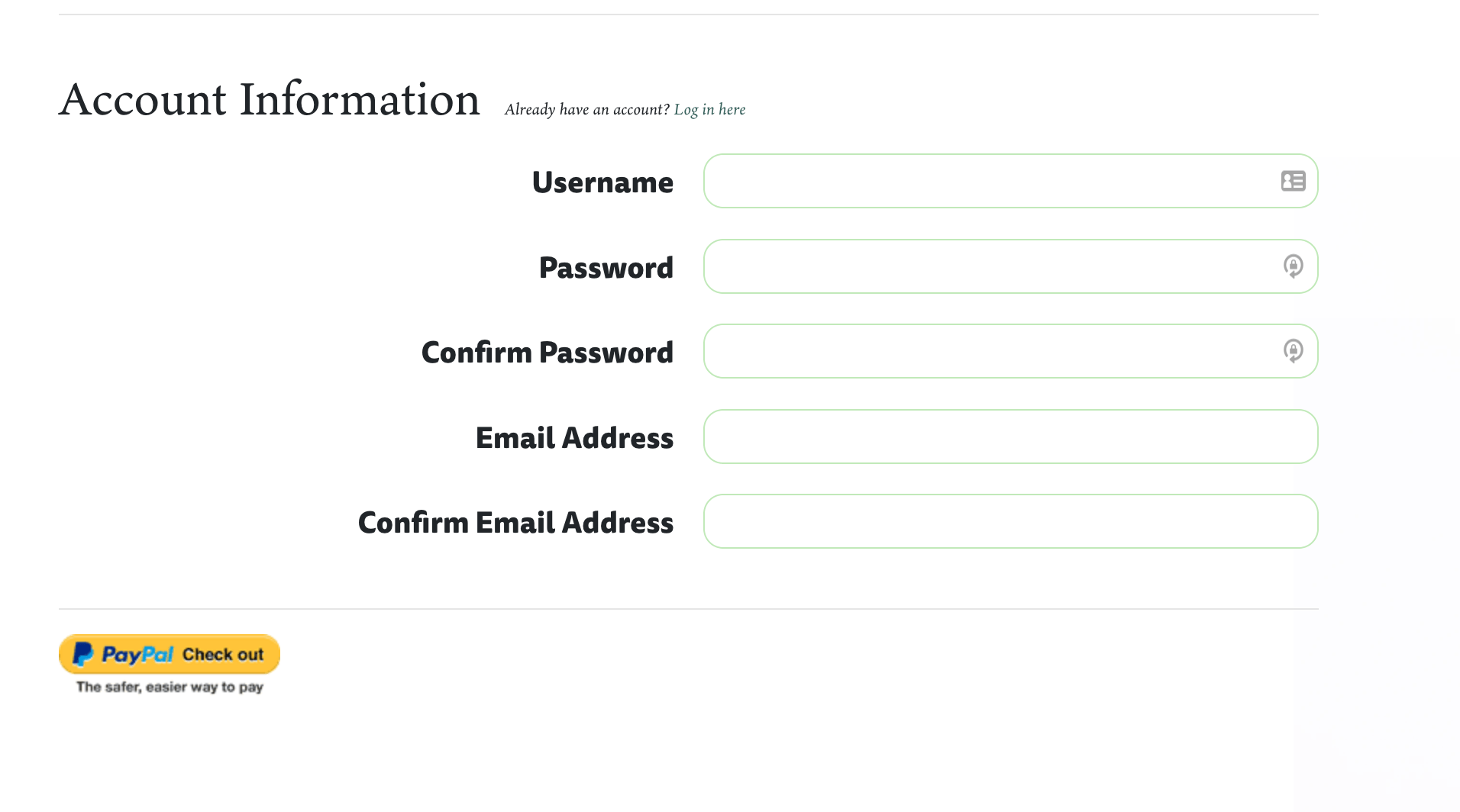 Screenshot of checkout screen design