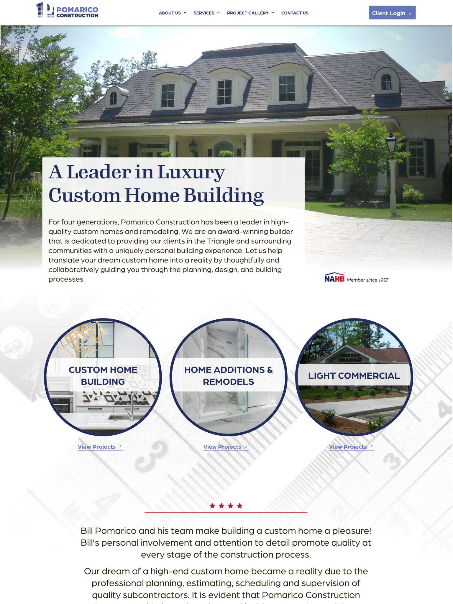 Custom portfolio website sells beautiful homes in NC.